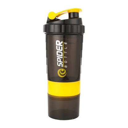 500Ml Layered Protein Bottle Powder Shaker with Powder Storage Container Large Water Bottle Water Bottle with Wire Stirring Ball